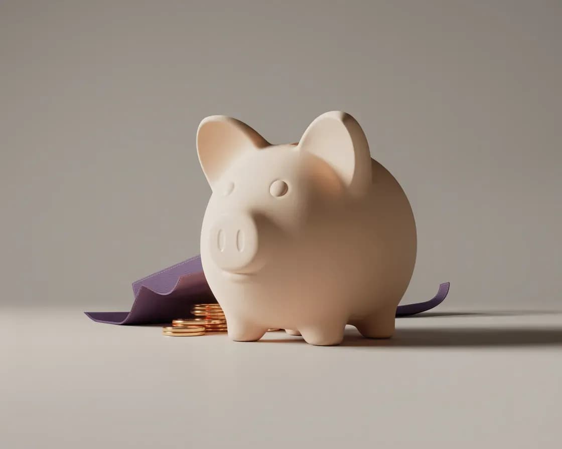 Piggy bank on a table