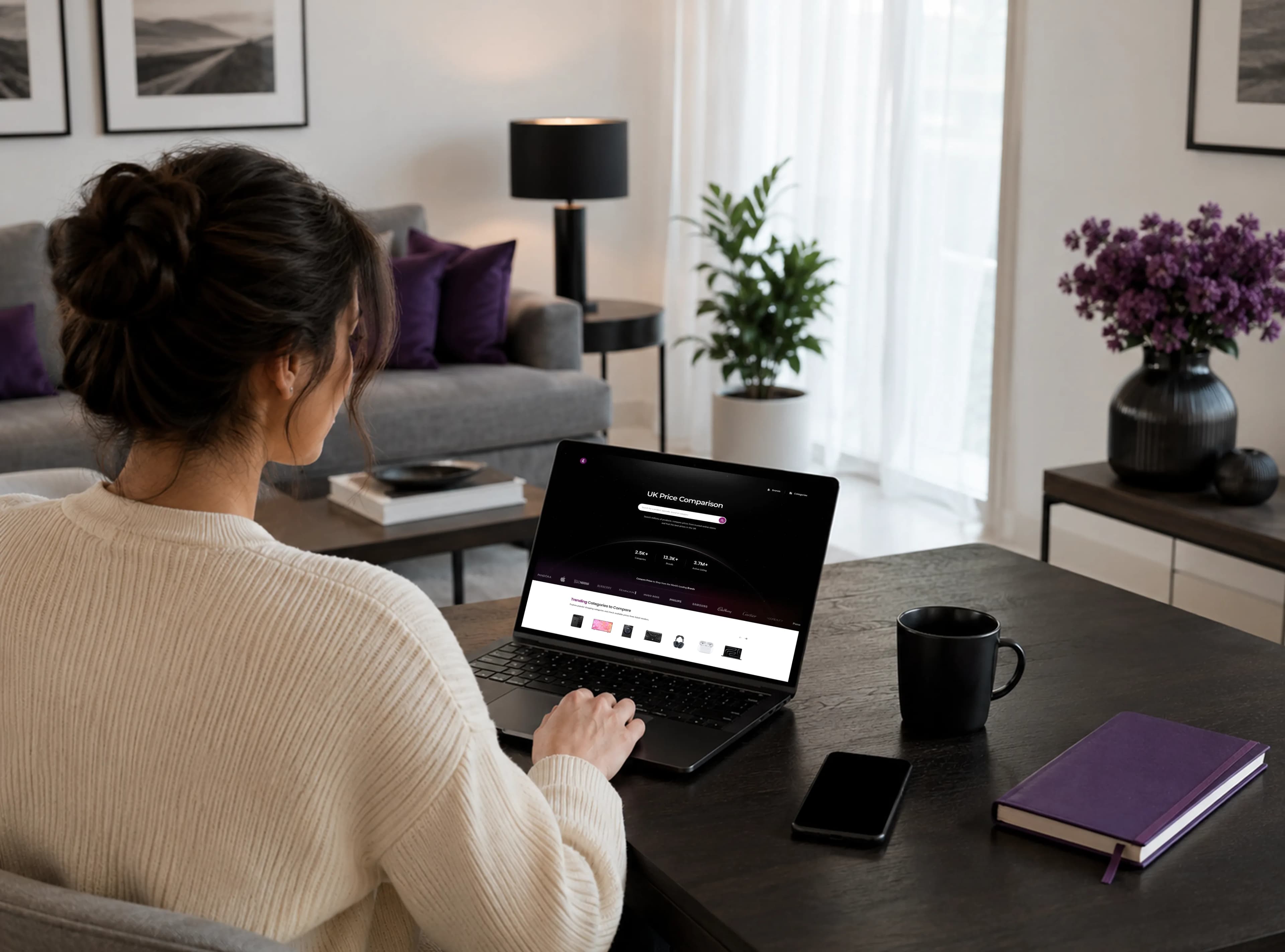 Woman comparing prices on Compare A Price Website