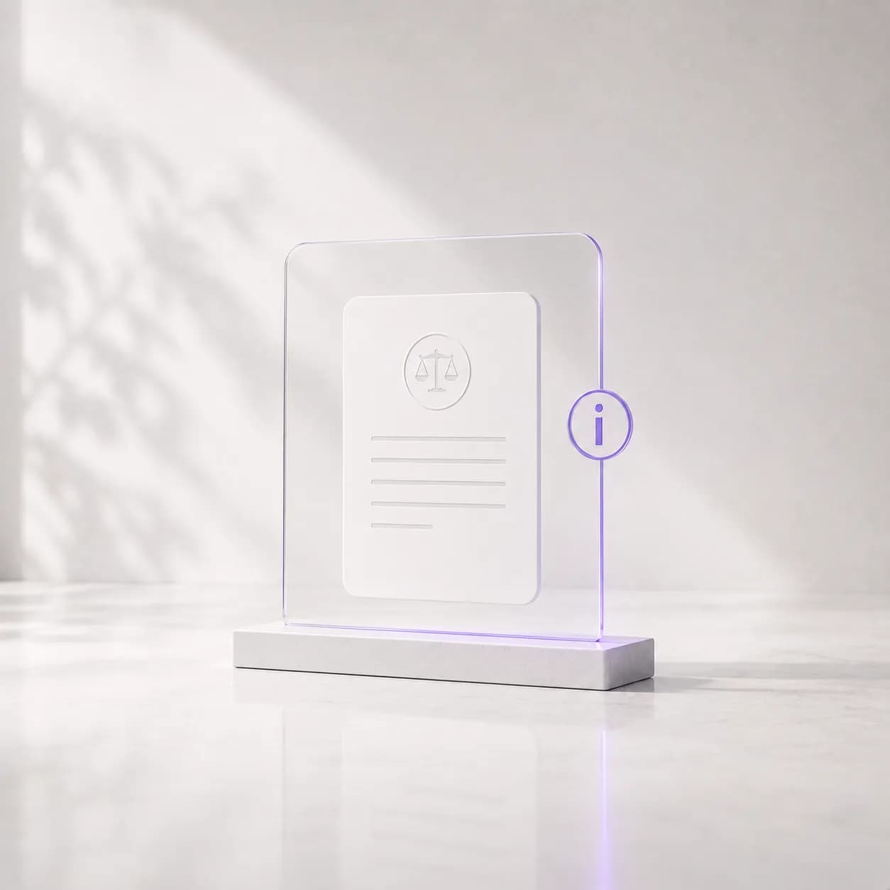 3D Info glass against a subtle background