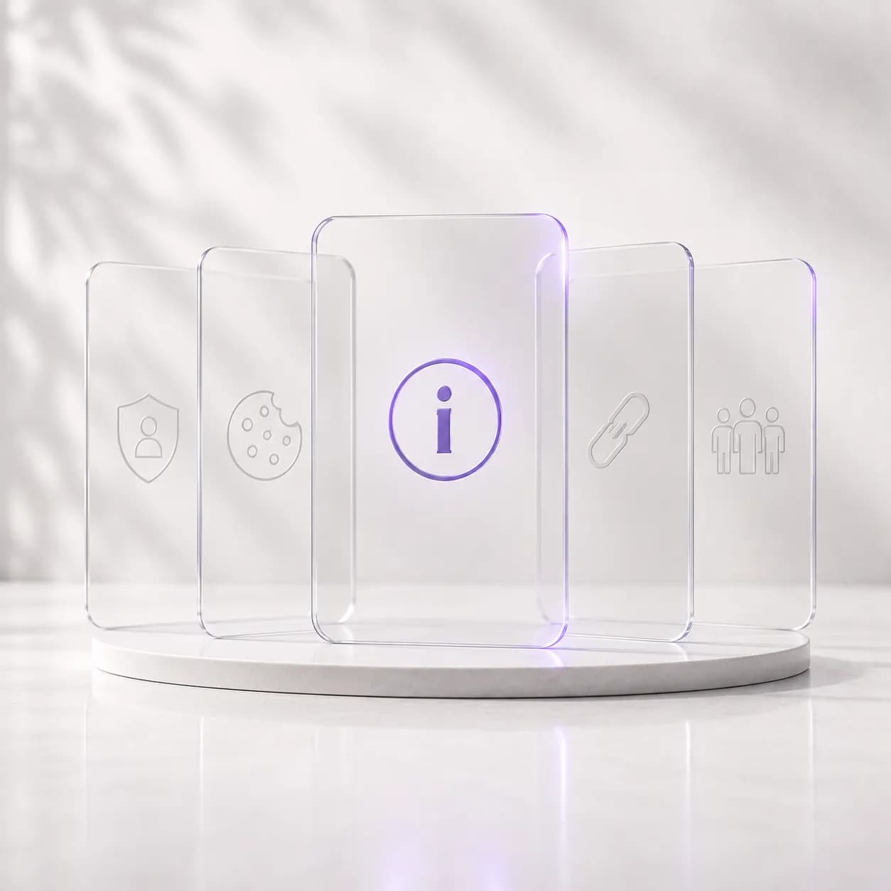 3D Info glass against a subtle background