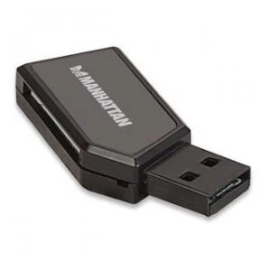Manhattan USB-A Mini Multi-Card Reader/Writer 480 Mbps (USB 2.0) 24-in-1 Hi-Speed USB Windows or Mac Black Three Year Warranty Blister