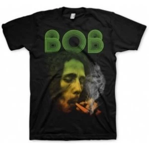 Bob Marley Smoking Da Erb Black Mens T Shirt: X-Large