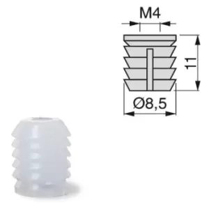 Emuca - Furniture Plastic Socket - Size M4 11 x 8.5mm - Pack of 300