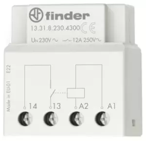 Finder, 12V ac Coil Monostable Relay SPNO, 12A Switching Current Switch Box Single Pole, 13.31.8.012.4300