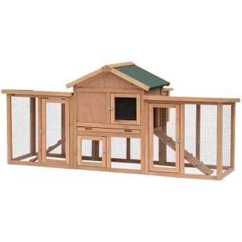 Pawhut - Deluxe Wood Chicken Poultry Coop Hens House Nesting Boxes Run