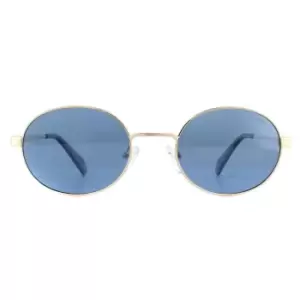 Oval Gold Blue Blue Polarized Sunglasses