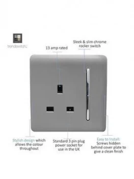 Trendiswitch 1G 13A Switched Socket Light Grey