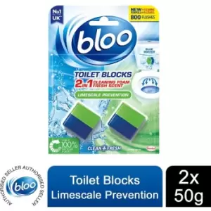Bloo Toilet Rim Blocks Limescale Prevention with 2in1 Cleaning Foam, 2x50g