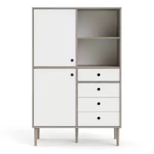 Rome Bookcase with 2 Doors and 4 Drawers, Oak/White