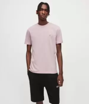 AllSaints Mens Brace Crew T-Shirt, Faded Mauve Pink, Size: XS