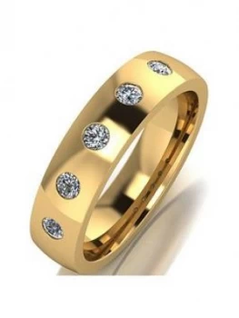 Love DIAMOND 9ct Gold 25 Point Diamond Set 5mm Court Wedding Band, Gold, Size Z, Men