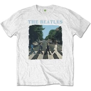 The Beatles - Abbey Road & Logo Mens Medium T-Shirt - White