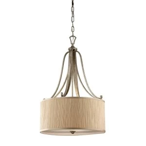 3 Light Cylindrical Ceiling Pendant Silver Sand with Shade, E27