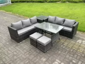 8 Seater Wicker PE Rattan Garden Dining Set Outdoor Furniture Sofa with Side Table Dining Table Stools