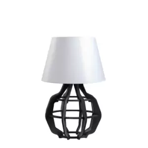 Bento Table Lamp With Round Tapered Shade Grey, White, 30.5cm, 1x E27