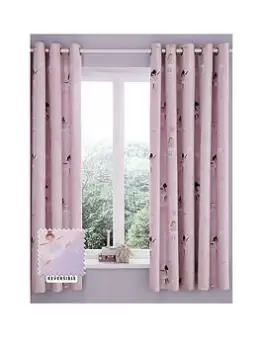Catherine Lansfield Dancing Fairies 66X72 Inch Reversible Curtains Pink
