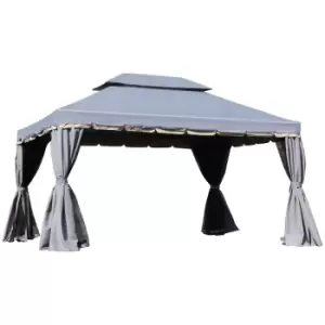 Outsunny 3X4M 2-tier Gazebo Aluminium Garden Marquee Party Tent Canopy - Grey