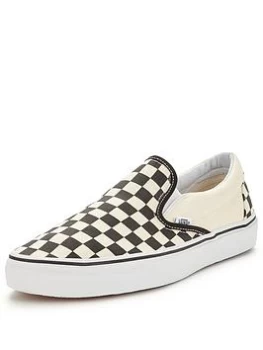 Vans Classic Checkerboard Slip-On Plimsolls - Black/White, Size 6, Men