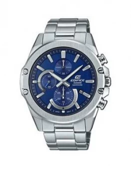 Casio Casio Ediface Blue And Silver Detail Chronograph Dial Stainless Steel Bracelet Mens Watch