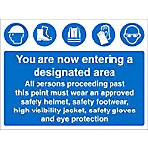 Mandatory Sign PPE Area Fluted Board 45 x 60 cm