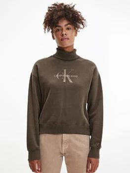 Calvin Klein Jeans 100% Organic Cotton Roll Neck Sweater - Green Size M Women