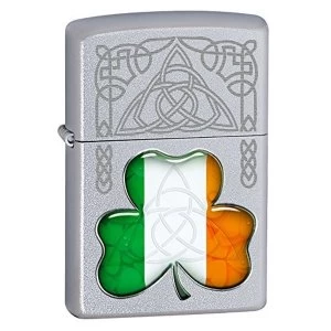 Zippo Irish Flag Shamrock Silver Windproof Lighter