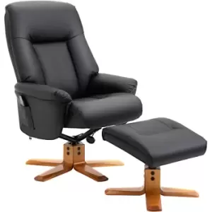Homcom - 10-Point Massage Sofa Armchair w/Ottoman Heat Recliner PU Leather Black