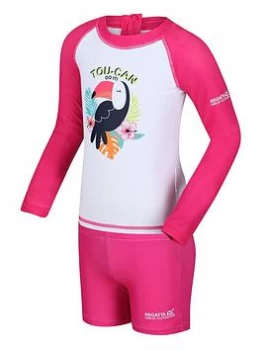 Boys, Regatta Girls Valo Rash Bird Suit - Pink, Size 4-5 Years