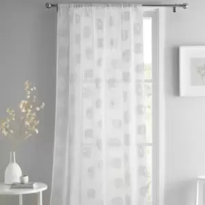 Dotty Sheep Slot Top Voile Curtain Panel, White, 55 x 54" - Fusion