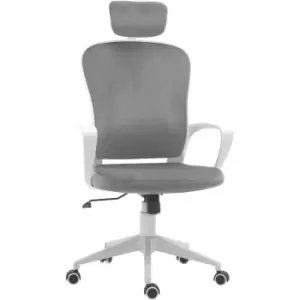 Vinsetto High-Back Office Chair Home Rocking w/ Wheel, Up-Down Headrest, Grey - Grey