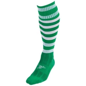 Precision Hooped Pro Football Socks Green/White Junior UK Size 3-6