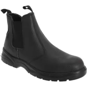 Grafters Mens Grain Leather Chelsea Safety Boots (7 UK) (Black) - Black