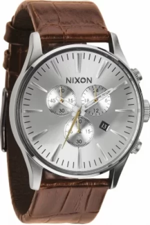 Mens Nixon The Sentry Chrono Leather Chronograph Watch A405-1888