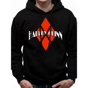 Batman - Harley Quinn Diamond Logo Mens Small Hooded Sweatshirt - Black