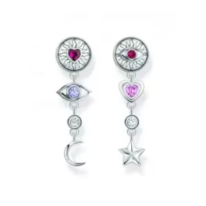 Sterling Silver 3D Symbols Colourful Stones Earrings H2277-640-7