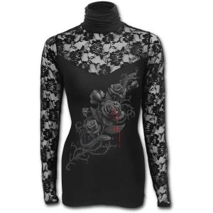 Fatal Attraction Womens X-Large Fullsleeve Lace High Neck Corset - Black