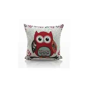 Alan Symonds - Owls Red Cushion Cover Tapestry Cushion Cover 18 - Red