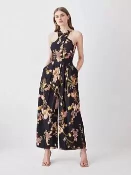 Karen Millen Floral Linen Halter Jumpsuit - Multi, Size 10, Women