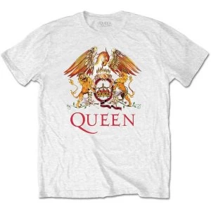 Queen - Classic Crest Mens Large T-Shirt - White