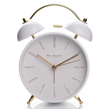 Wm. Widdop Double Bell Alarm Clock Arabic Dial - White