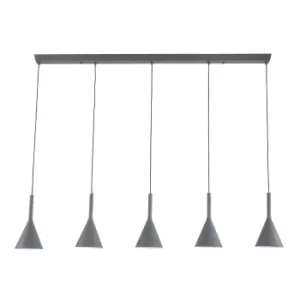 Cornucopia Straight Bar Pendant Ceiling Light Grey Matt, Inside Silver