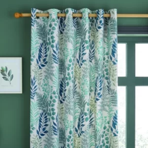 Catherine Lansfield Hartwood Leaf Green Eyelet Curtains Green