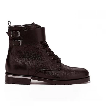 Reiss Artemis Lace Up Boots - Chocolate Calf