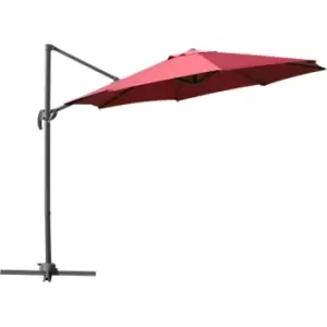 Cantilever Roma Parasol 360° Rotation w/ Hand Crank & Base, Wine Red - Outsunny