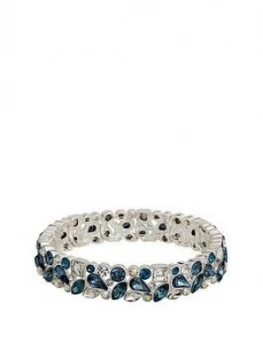 Mood Silver Plated Blue Crystal Stretch Bracelet
