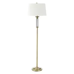 Gold and Glass Detail Floor Lamp with Cream Shade