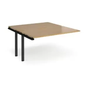 Bench Desk Add On 2 Person Rectangular Desks 1400mm Oak Tops With Black Frames 1600mm Depth Adapt