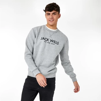 Jack Wills Belvue Graphic Logo Crew Neck Sweatshirt - Grey Marl NG