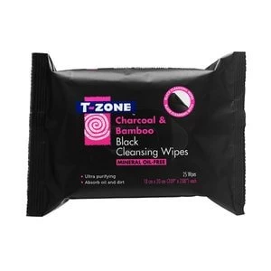 T-Zone Charcoal and Bamboo Black Cleansing Wipes 25s