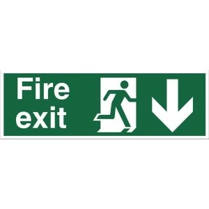 Stewart Superior Fire Exit Sign Man and Arrow Down W450xH150 Self Adhesive Vinyl